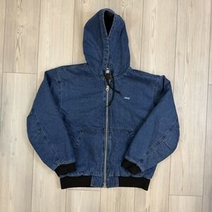 OBEY Men's Medium WILTERN ZIP Denim JACKET - STONEWASH INDIGO Relaxed Fit